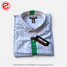 CAMISA Manga Larga Cuadros Azul Cielo (CML001)