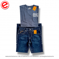 PLAYERA ARIAT Modelo WORK Azul Jaspeado Blanco (ARIATWORK_AZUJASBLA)