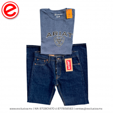 PLAYERA ARIAT Modelo LOGO Azul Jaspeado Negro (ARIATLOGO_AZUJASNEG)